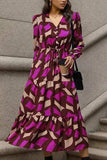 Printed Tied Pocketed Lantern Sleeve Dress - Trendsi - Flyclothing LLC