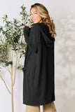 Basic Bae Full Size Ribbed Open Front Long Sleeve Cardigan - Trendsi
