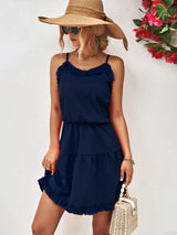 Frill Trim Spaghetti Strap Mini Dress - Trendsi - Flyclothing LLC