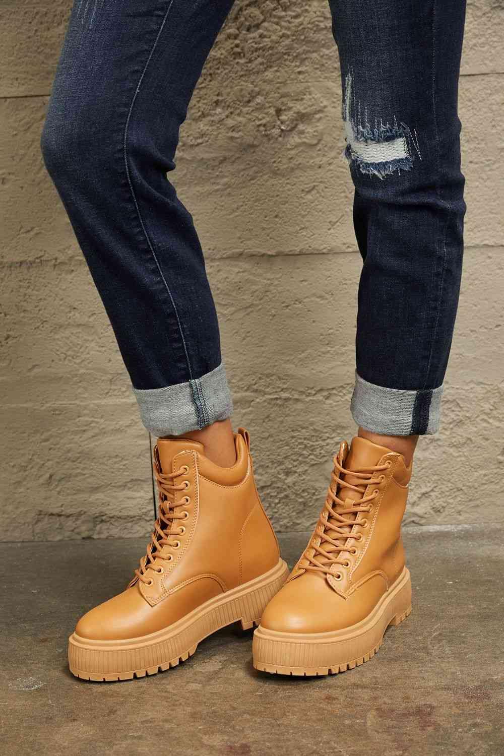 East Lion Corp Platform Combat Boots - Trendsi