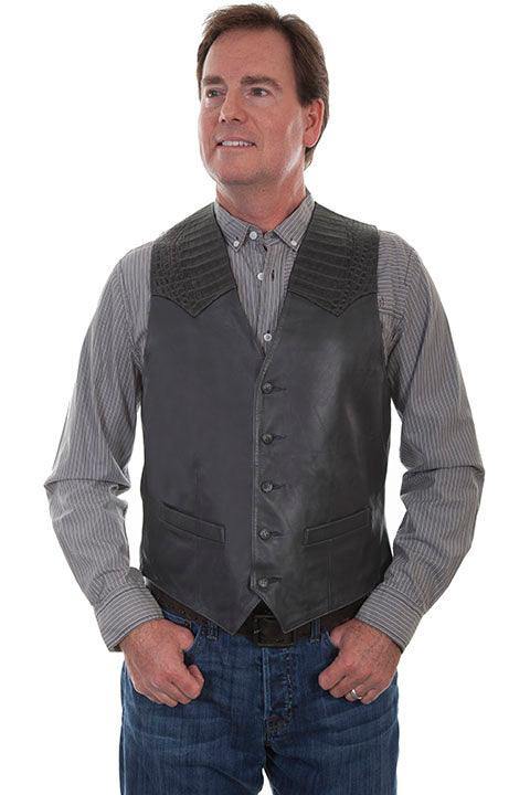 Scully GREY CAIMAN INSET VEST - Scully Leather