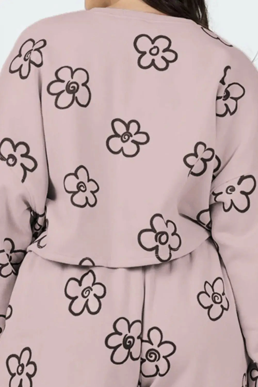 Floral Dropped Shoulder Sweatshirt and Shorts Set - Trendsi - Flyclothing LLC