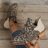 Contrast Canvas Low Heel Boots - Trendsi
