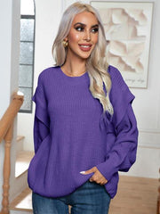 Dropped Shoulder Long Sleeve Sweater - Trendsi