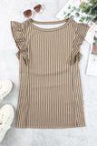 Striped Flutter Sleeve Tank - Trendsi
