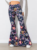 Floral High Waist Flare Leg Pants - Trendsi
