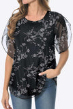 Printed Round Neck Curved Hem Blouse - Trendsi - Flyclothing LLC