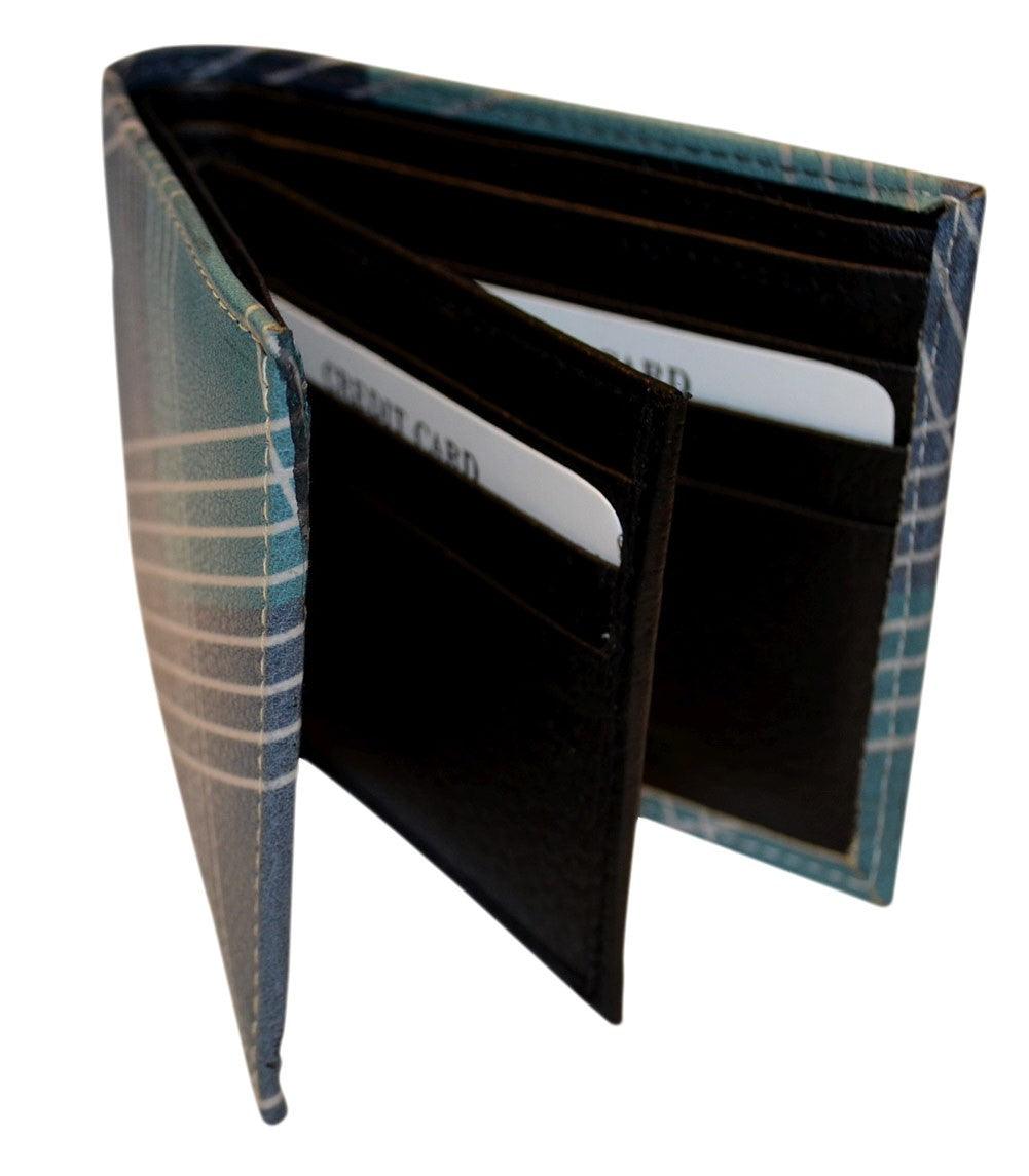 Blue Plaid Leather Wallet - Flyclothing LLC