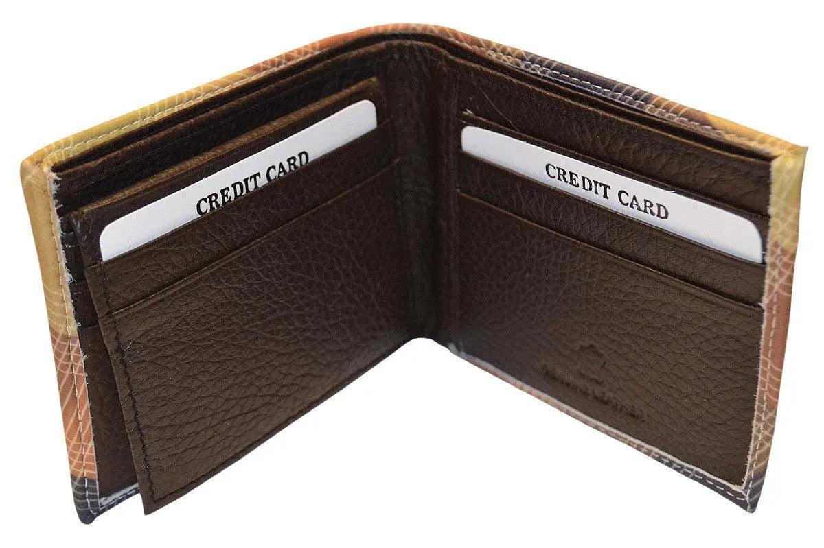 Yellow & Brown Plaid Leather Wallet - Flyclothing LLC