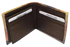 Yellow & Brown Plaid Leather Wallet - Flyclothing LLC
