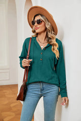 Half-Button Dropped Shoulder Hoodie - Trendsi - Flyclothing LLC