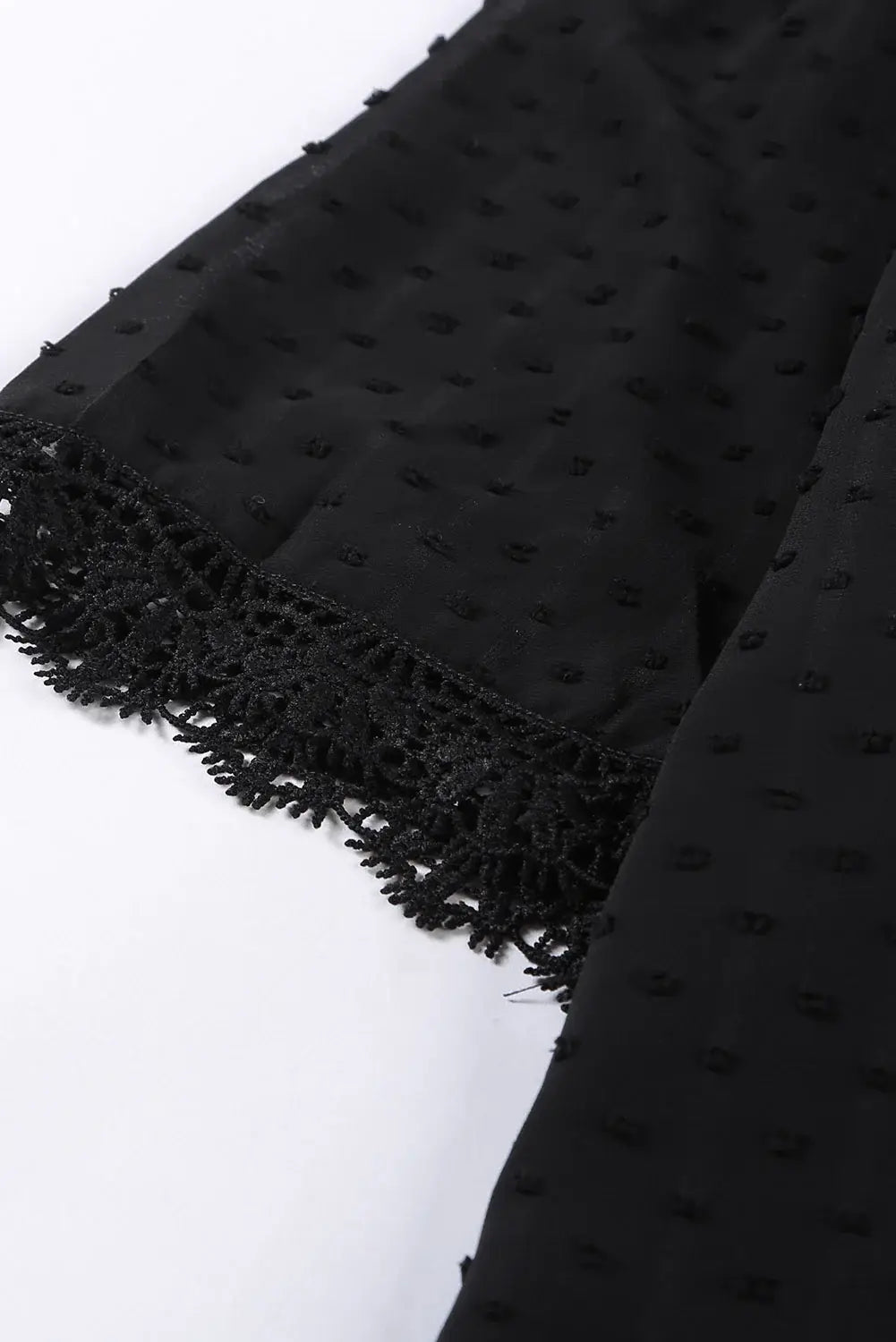Plus Size Swiss Dot Spliced Lace V-Neck Blouse - Trendsi - Flyclothing LLC