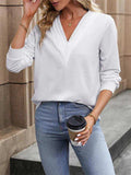 V-Neck Long Sleeve Blouse - Trendsi