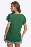 Tie-Neck Layered Flutter Sleeve Blouse - Trendsi - Flyclothing LLC