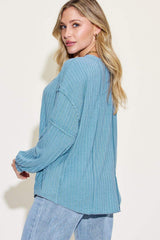 Basic Bae Full Size Ribbed Round Neck Long Sleeve T-Shirt - Trendsi - Flyclothing LLC