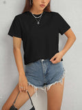 Round Neck Short Sleeve T-Shirt - Trendsi - Flyclothing LLC