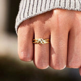 925 Sterling Silver Inlaid Zircon Wrapped Knot Ring - Trendsi