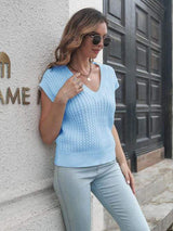 Cable-knit V-Neck Sweater Vest - Trendsi - Flyclothing LLC