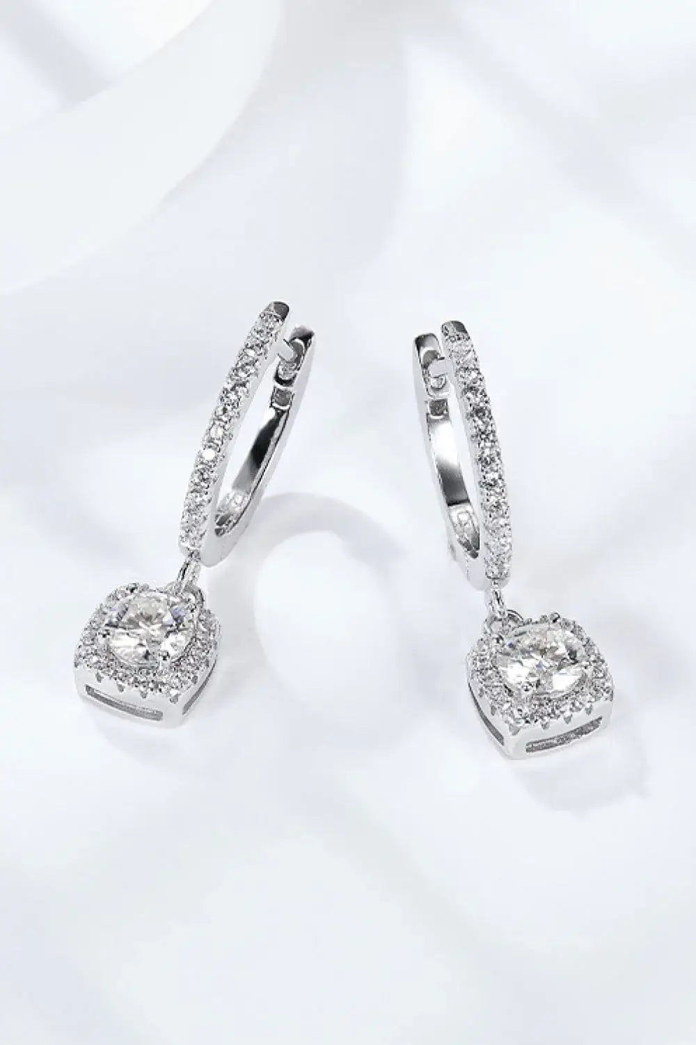 Moissanite Huggie Drop Earrings - Trendsi - Flyclothing LLC
