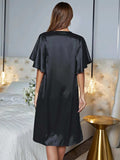 V-Neck Flutter Sleeve Night Dress - Trendsi - Flyclothing LLC