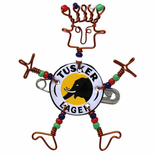 Dancing Girl Tusker Bottle Cap Pin with Beads - Creative Alternatives - Creative Alternatives