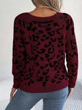 Leopard Buttoned Square Neck Sweater - Trendsi - Flyclothing LLC