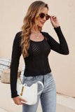 Scoop Neck Long Sleeve Knit Top - Trendsi - Flyclothing LLC