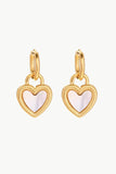 Inlaid Shell Heart Drop Earrings - Trendsi