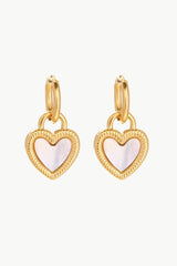 Inlaid Shell Heart Drop Earrings - Trendsi