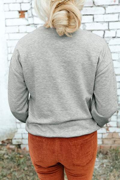 Round Neck Dropped Shoulder Sweatshirt - Trendsi - Flyclothing LLC