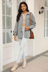 Snap Down Collared Jacket - Trendsi - Flyclothing LLC