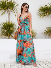 Printed Surplice Spaghetti Strap Dress - Trendsi