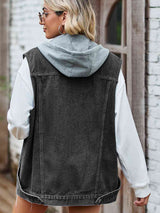 Button Up Sleeveless Denim Jacket with Pockets - Trendsi - Flyclothing LLC