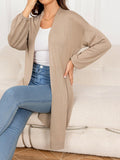 Dropped Shoulder Open Front Longline Cardigan - Trendsi