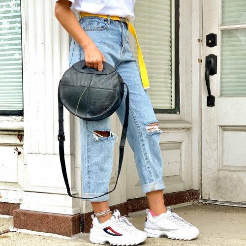 Recycled Rubber Round Shoulder Bag - Beaurer Creations