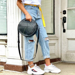 Recycled Rubber Round Shoulder Bag - Beaurer Creations
