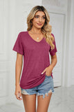 Short Sleeve V-Neck Tee Shirt - Trendsi - Flyclothing LLC