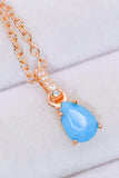 Teardrop Turquoise 4-Prong Pendant Necklace - Trendsi - Flyclothing LLC