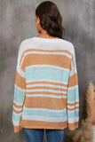 Striped V-Neck Knit Top - Trendsi