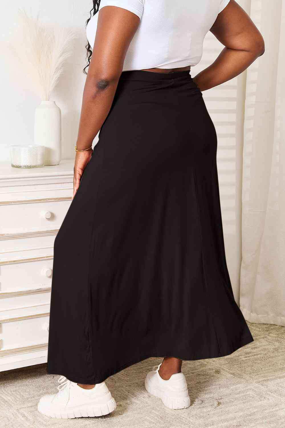 Double Take Full Size Soft Rayon Drawstring Waist Maxi Skirt Rayon - Trendsi - Flyclothing LLC