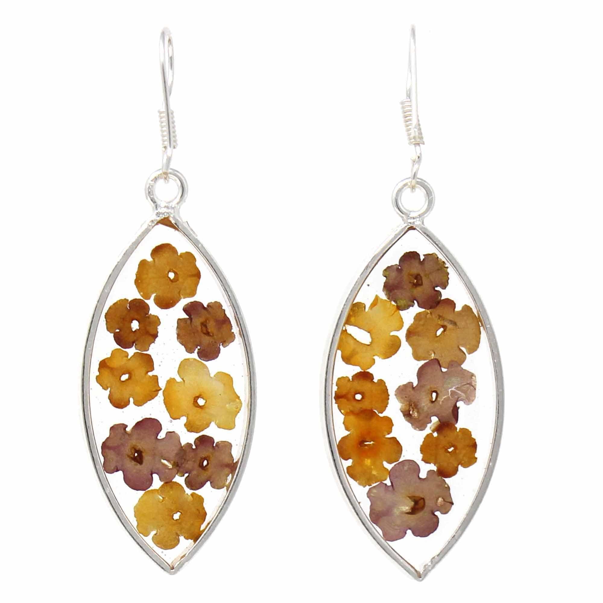 Flowers in Resin Ellipse Earrings - Artisana