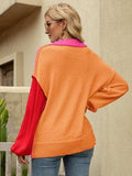 Color Block Dropped Shoulder Sweater - Trendsi - Flyclothing LLC