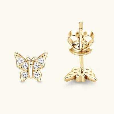 Moissanite 925 Sterling Silver Butterfly Stud Earrings - Trendsi - Flyclothing LLC