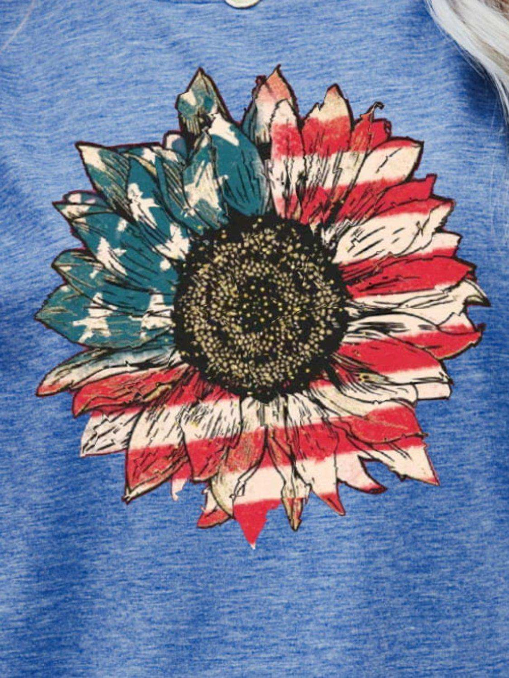 US Flag Flower Graphic Tee - Trendsi - Flyclothing LLC