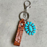 Turquoise Genuine Leather Key Chain - Flyclothing LLC