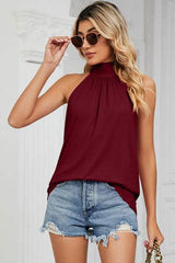 Tied Grecian Neck Tank - Trendsi - Flyclothing LLC