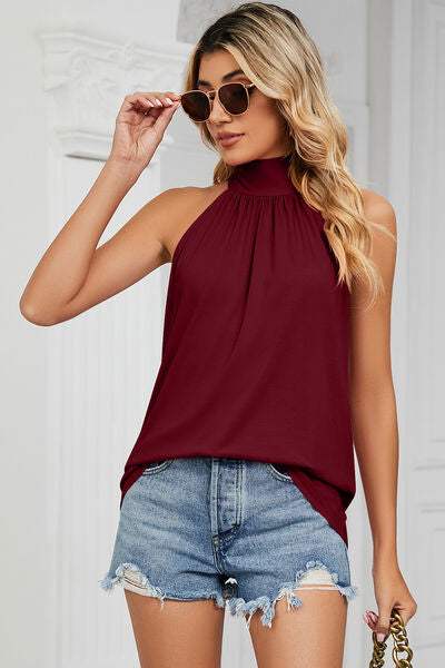 Tied Grecian Neck Tank - Trendsi - Flyclothing LLC