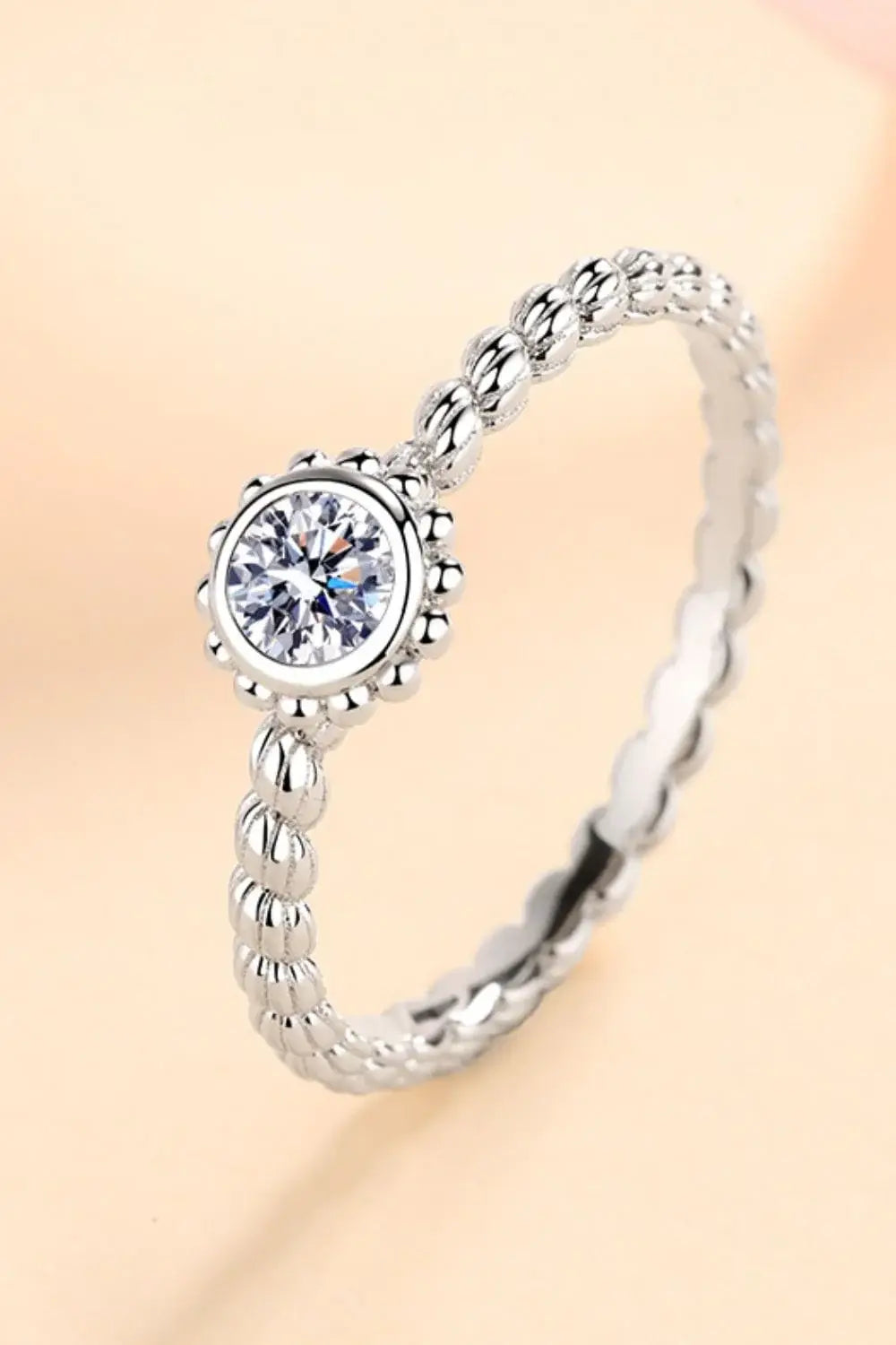Moissanite Rhodium-Plated Ring - Trendsi - Flyclothing LLC