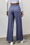 Pleated Detail Wide-Leg Pants with Pockets - Trendsi