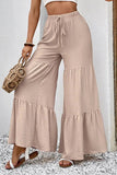 Drawstring Waist Tiered Flare Culottes - Trendsi
